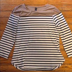 Elbow Patch Striped Suede Long Sleeve